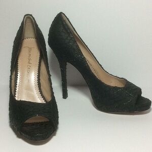 Jean-Michel Cazabat Hi Peeptoe Pumps Black Sz 38.5